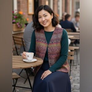 Vintage Talbots Purple and Red Paisley Silk Vest